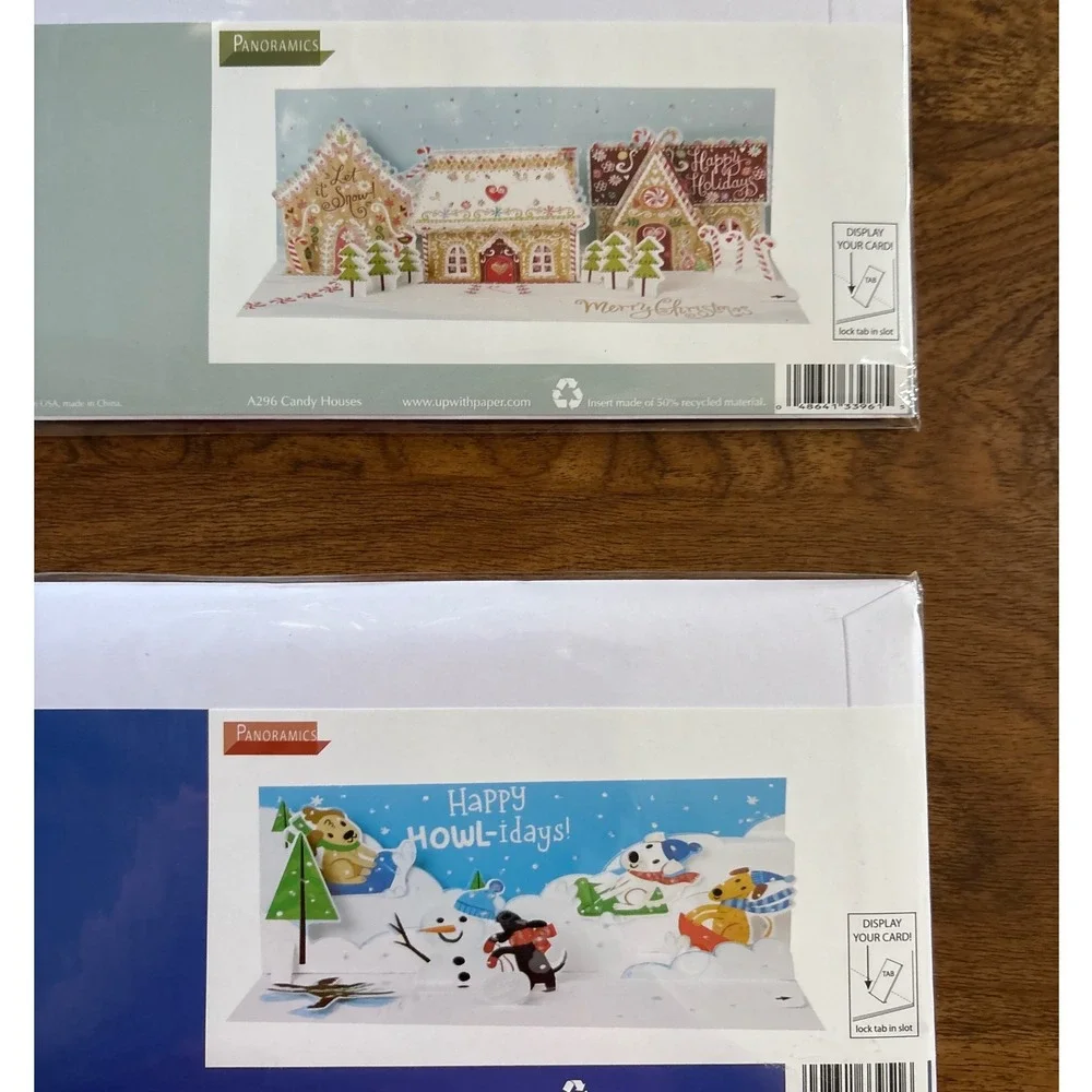 Up With Paper Panoramics Christmas Holiday Greeting Card Candy Houses Howl-idays